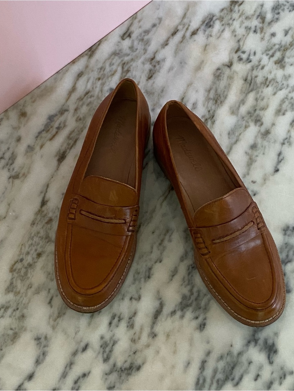 New Madewell The Elinor Loafer in Leather Dark Chestnut Sz 8.5
